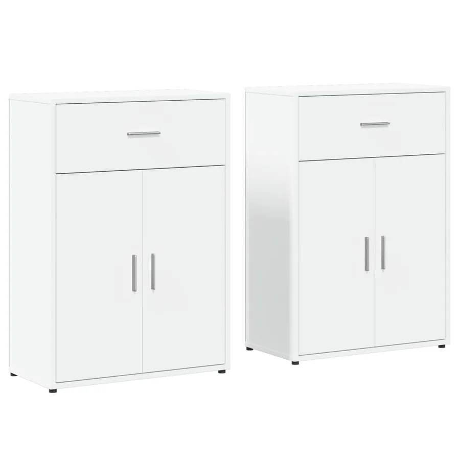 Buffets 2 pcs blanc 60x30x84 cm bois d'ingénierie - 2