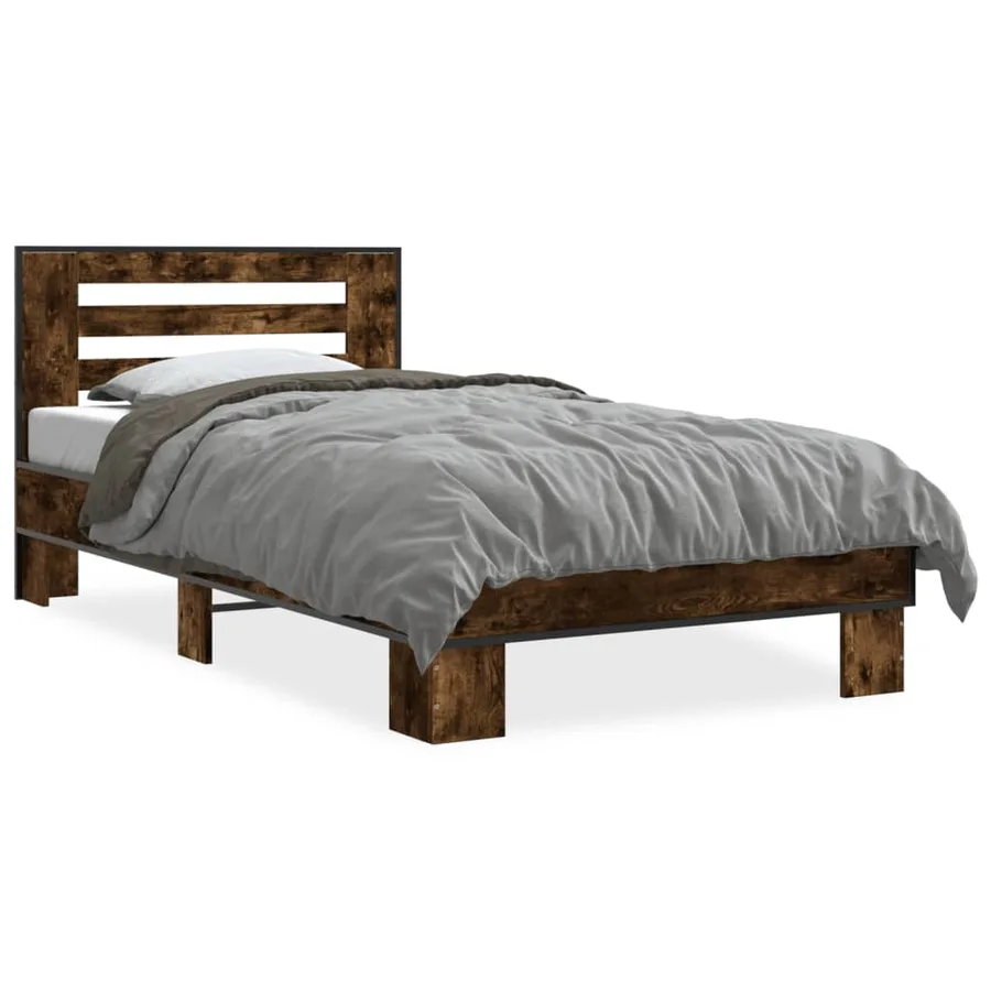Cadre de lit sans matelas chêne fumé 90x190 cm - 2