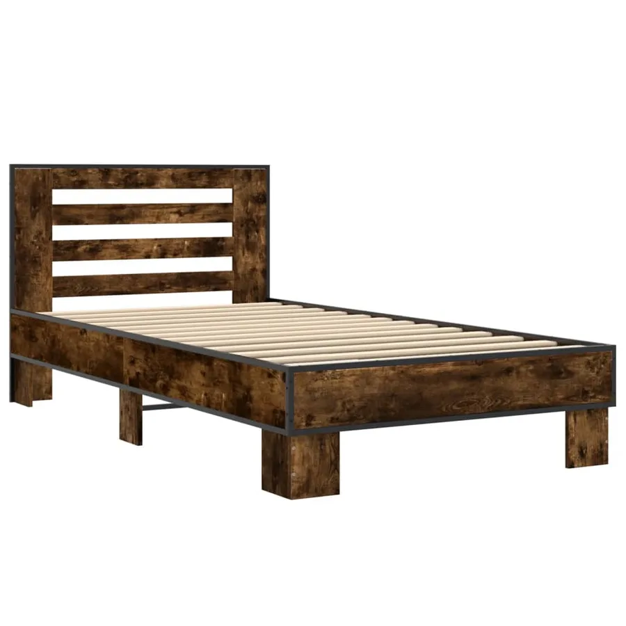 Cadre de lit sans matelas chêne fumé 90x190 cm - 3