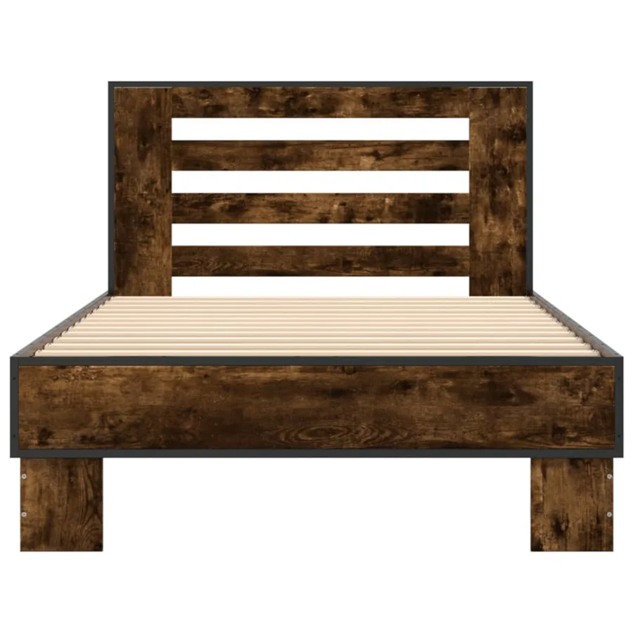 Cadre de lit sans matelas chêne fumé 90x190 cm - 4