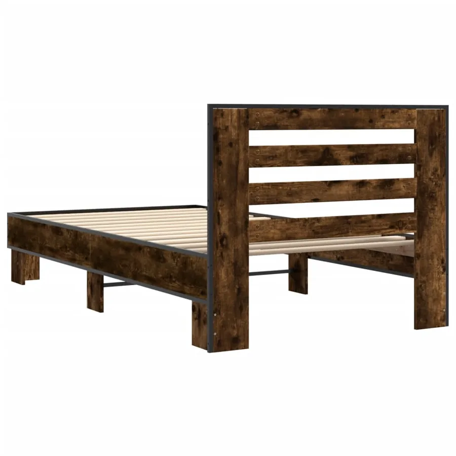 Cadre de lit sans matelas chêne fumé 90x190 cm - 6