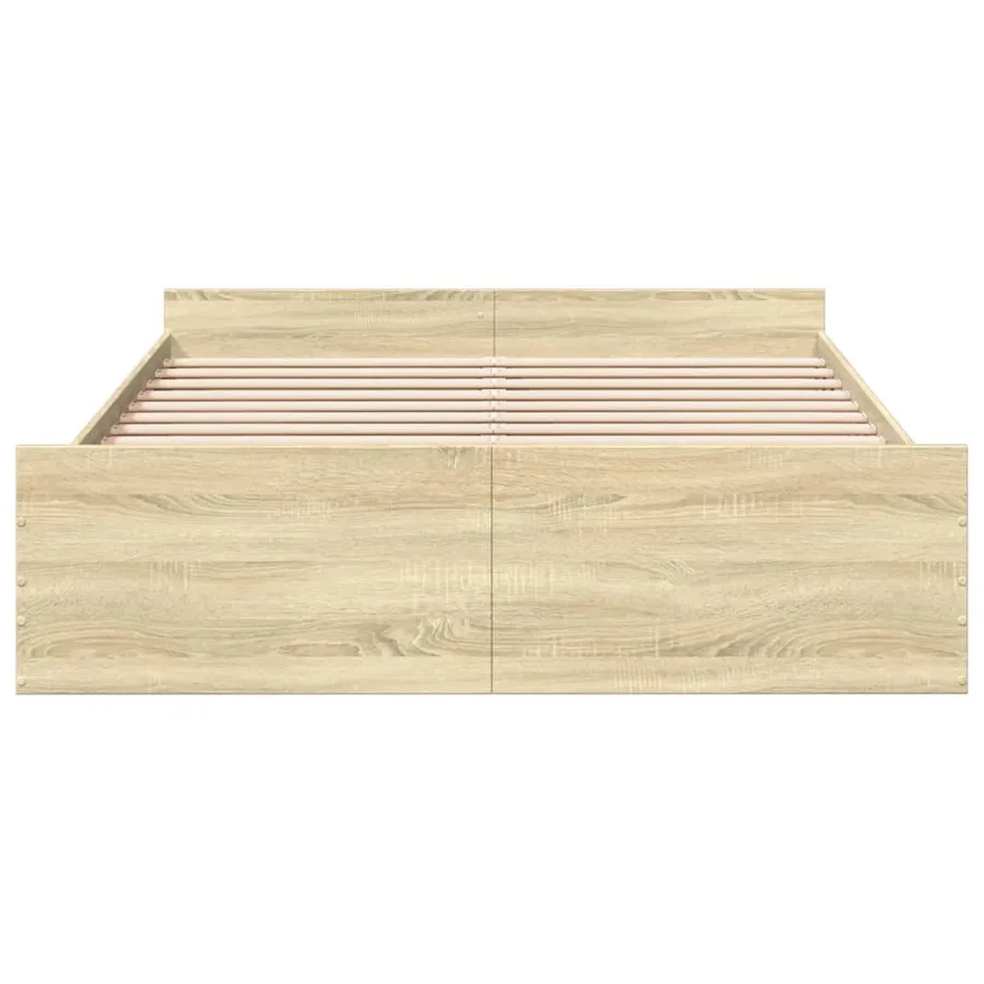 Cadre de lit avec tiroirs sans matelas chêne sonoma 140x200 cm - 4