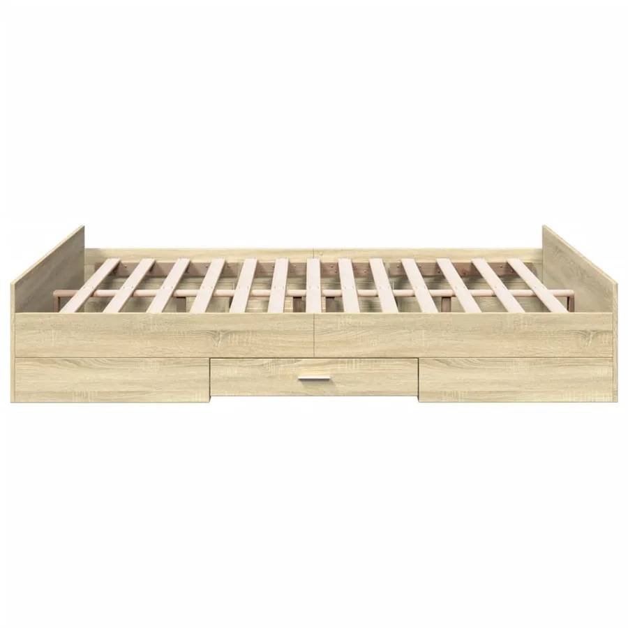 Cadre de lit avec tiroirs sans matelas chêne sonoma 140x200 cm - 5