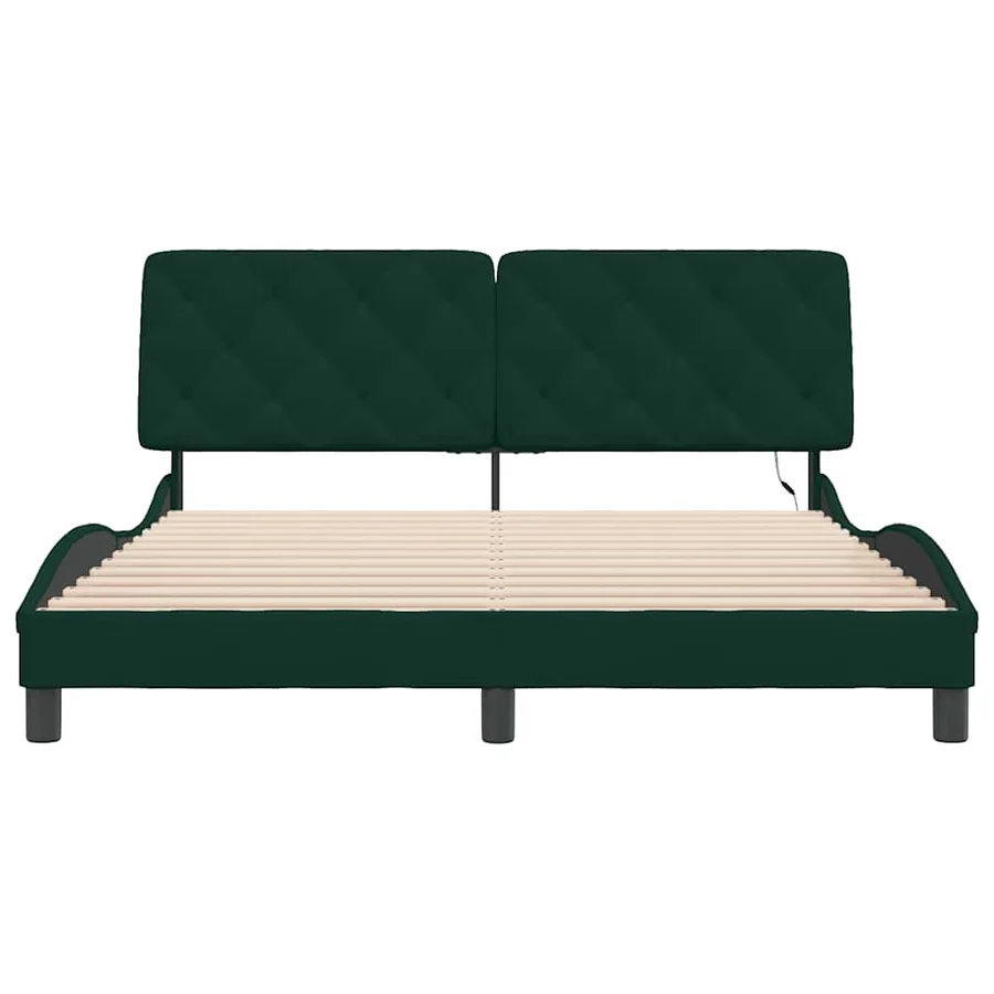 Cadre de lit avec LED sans matelas vert foncé 160x200 cm velours - 6