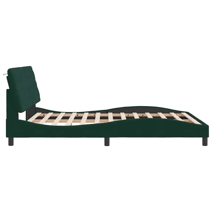 Cadre de lit avec LED sans matelas vert foncé 160x200 cm velours - 7