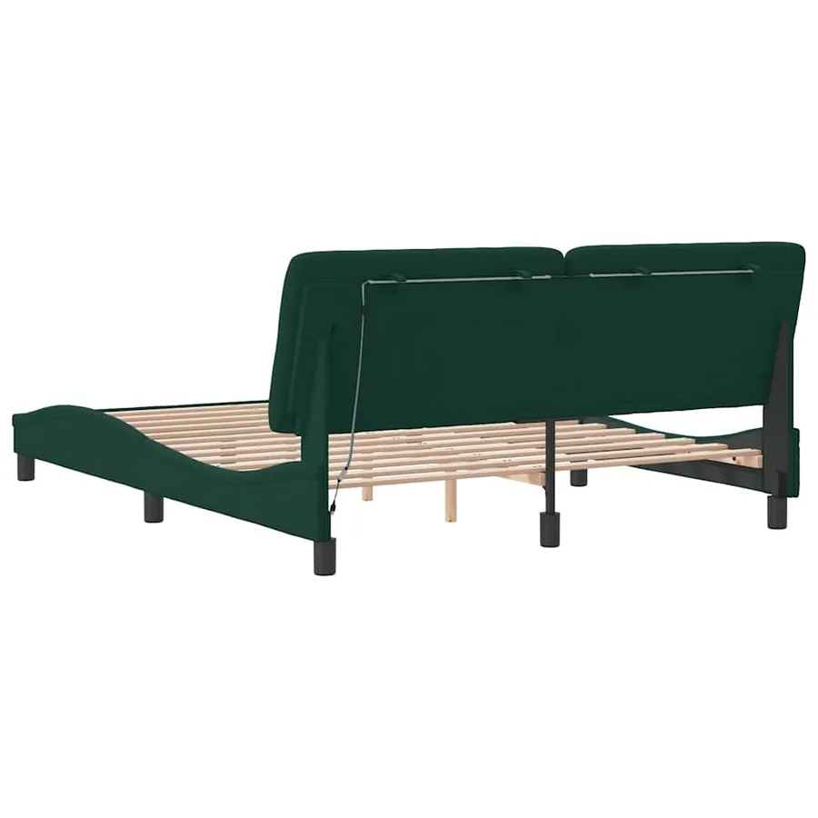 Cadre de lit avec LED sans matelas vert foncé 160x200 cm velours - 8