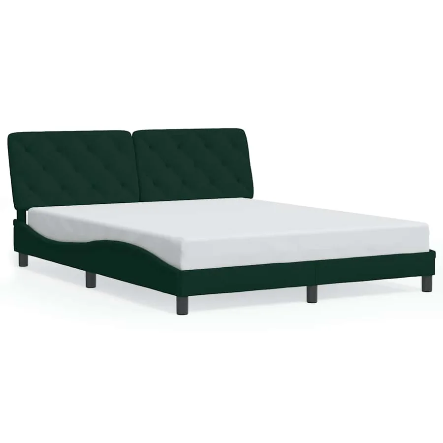 Cadre de lit sans matelas vert foncé 160x200 cm velours - 2