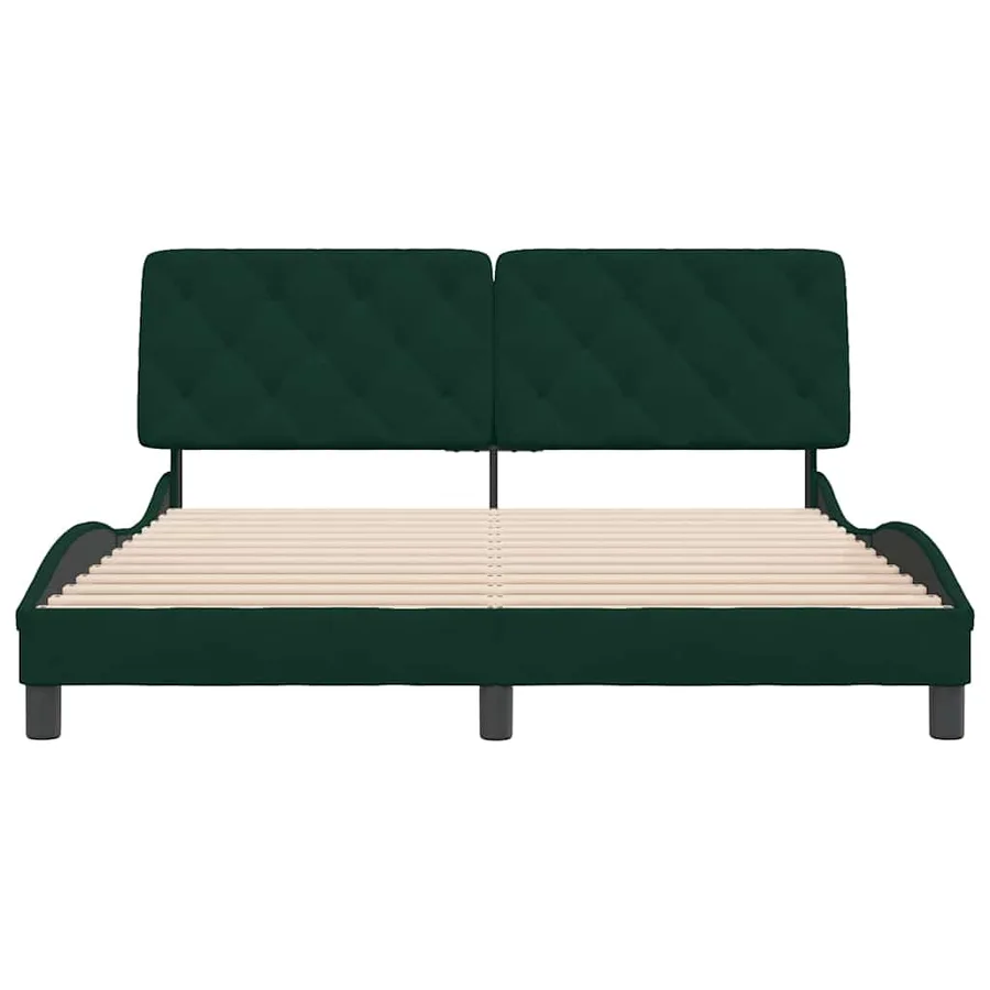 Cadre de lit sans matelas vert foncé 160x200 cm velours - 5