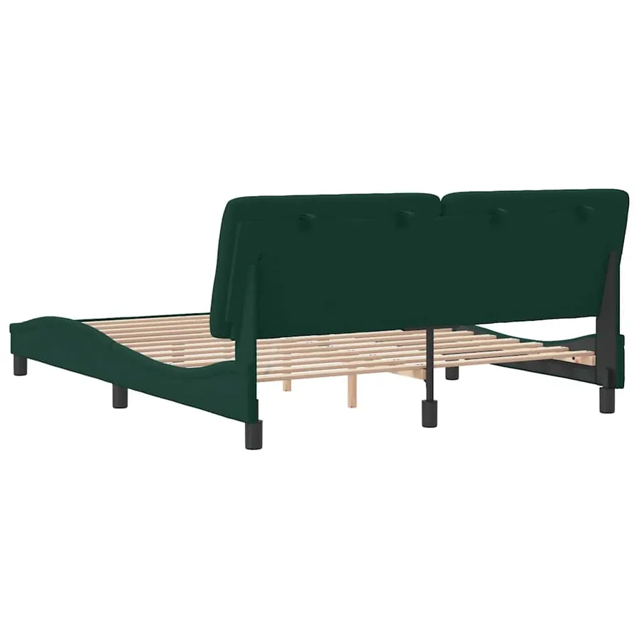 Cadre de lit sans matelas vert foncé 160x200 cm velours - 7