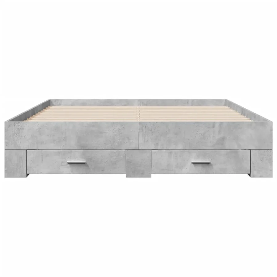 Cadre de lit avec tiroirs sans matelas gris béton 160x200 cm - 4