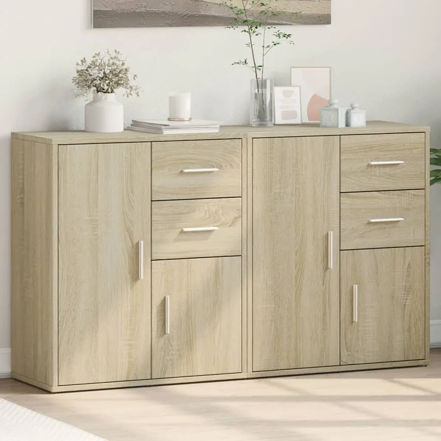 Buffets 2 pcs chêne sonoma 60x31x70 cm bois d'ingénierie