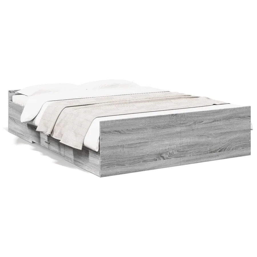 Cadre de lit avec tiroirs sans matelas sonoma gris 135x190 cm - 2