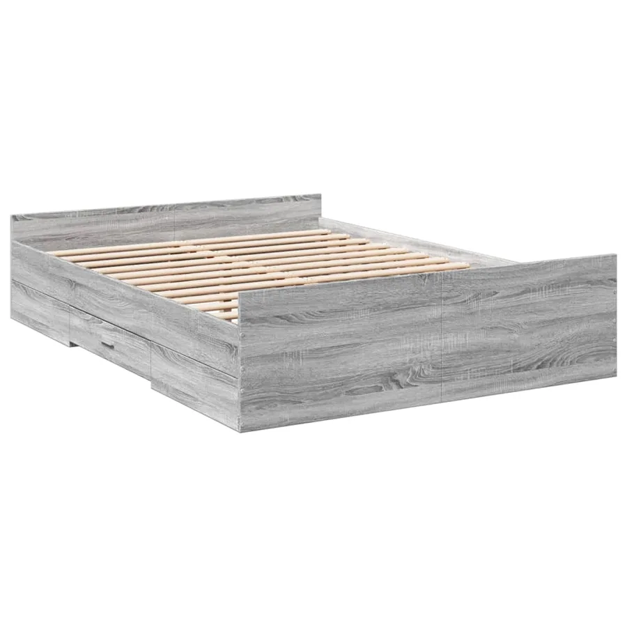 Cadre de lit avec tiroirs sans matelas sonoma gris 135x190 cm - 3