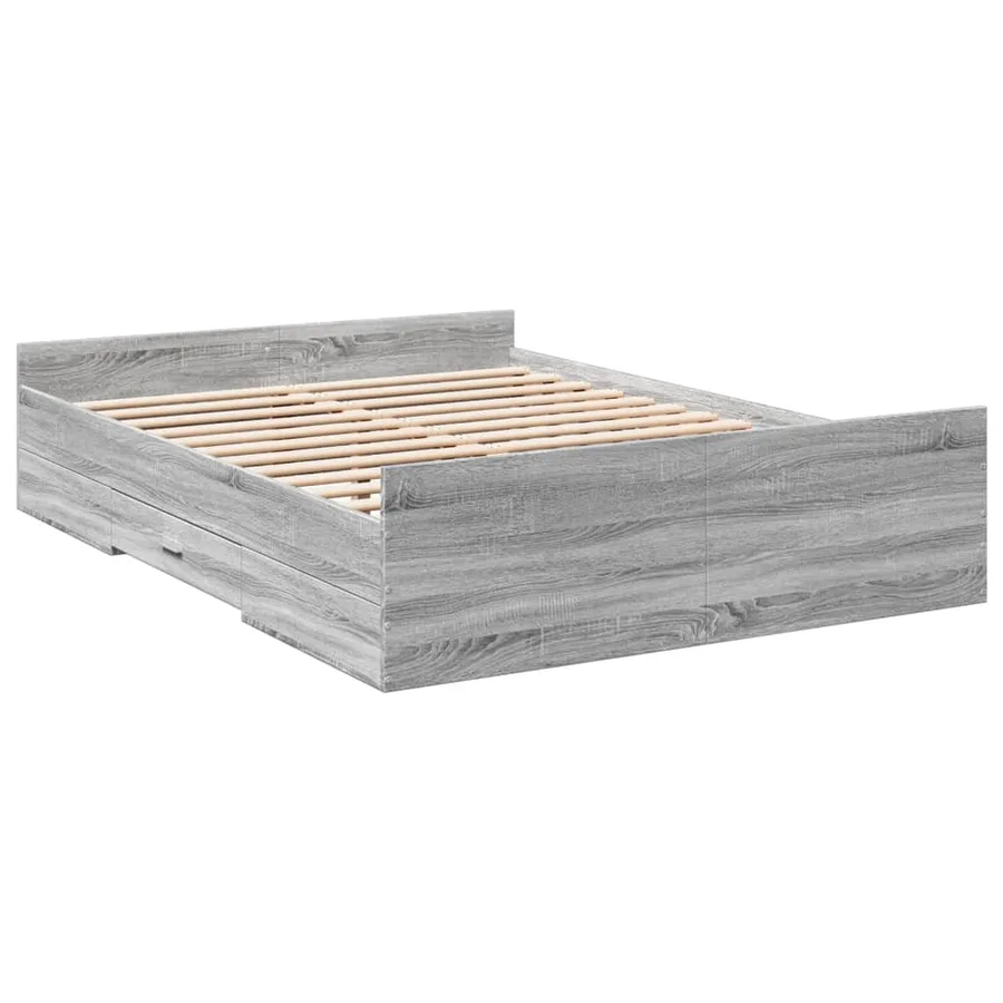 Cadre de lit avec tiroirs sans matelas sonoma gris 135x190 cm - 6