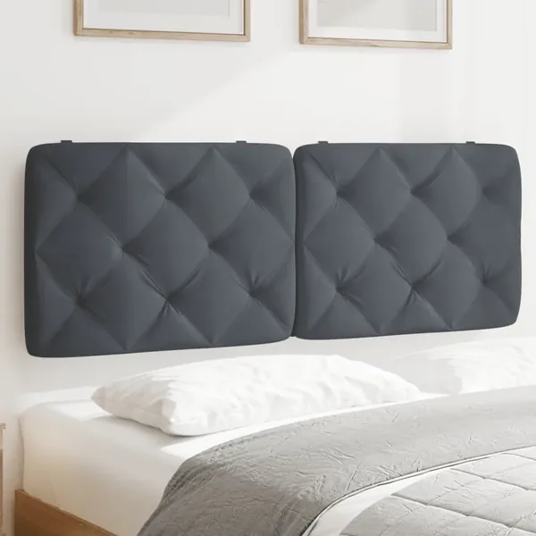 Coussin de tête de lit gris foncé 140 cm velours
