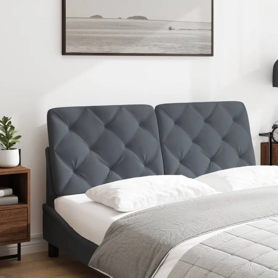 Coussin de tête de lit gris foncé 140 cm velours - 3