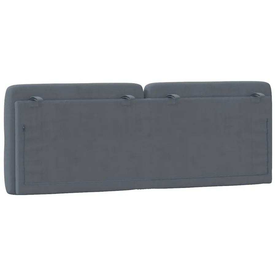 Coussin de tête de lit gris foncé 140 cm velours - 7