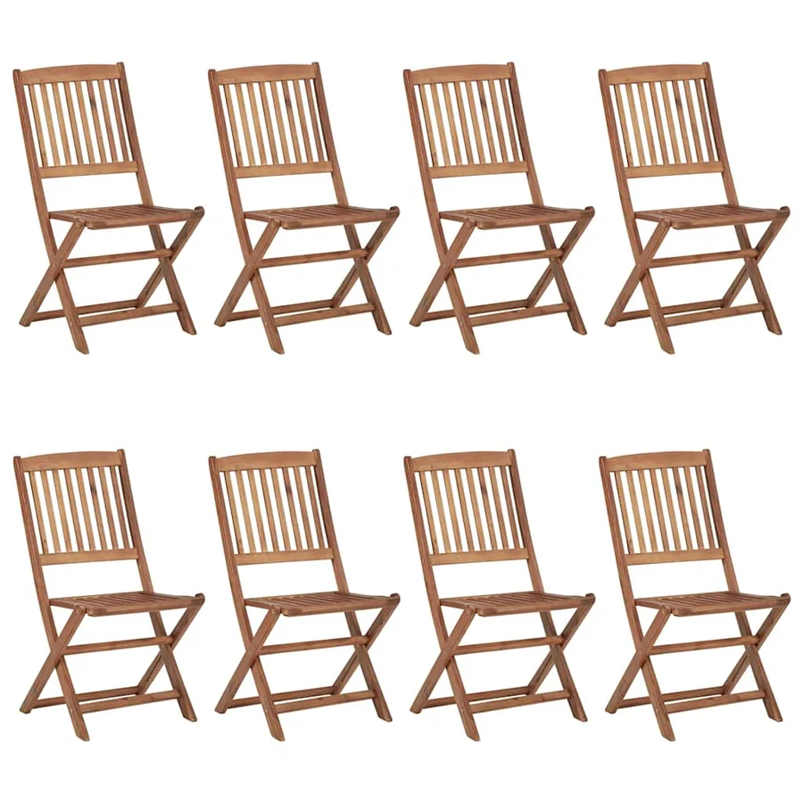 Chaises pliables de jardin lot de 8 avec coussins Bois d'acacia - 2