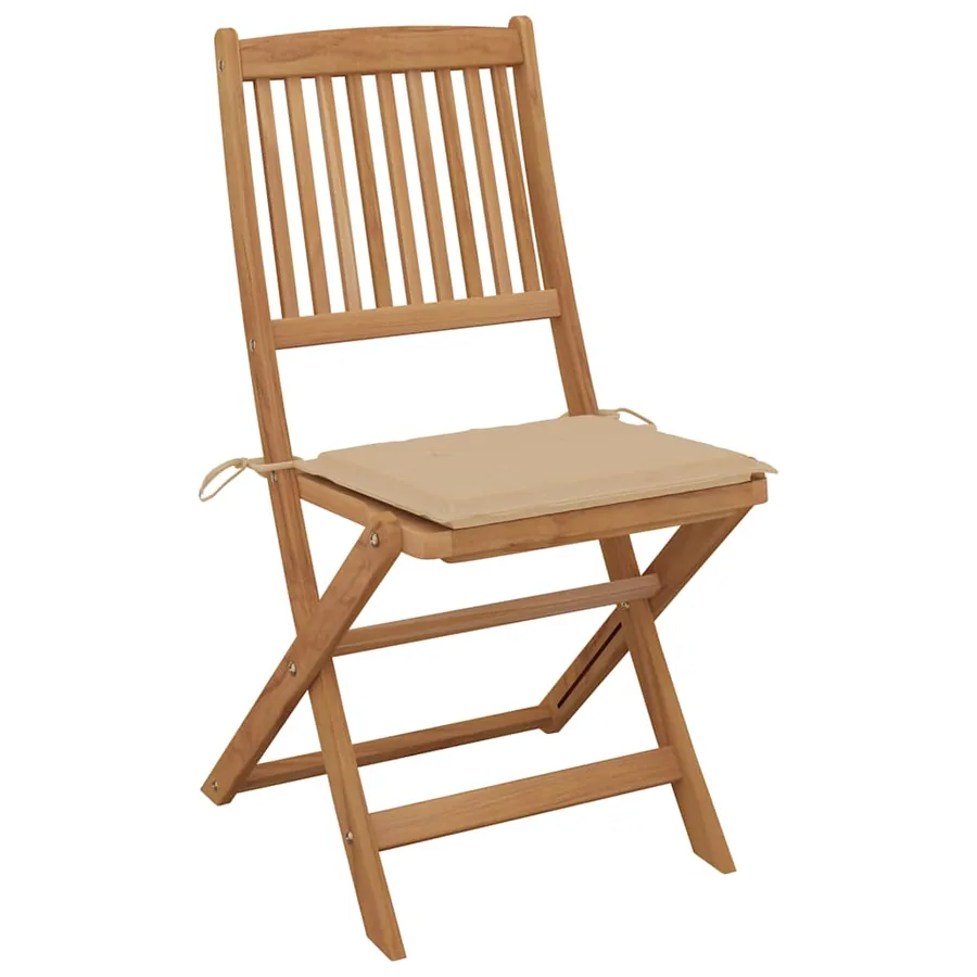 Chaises pliables de jardin lot de 8 avec coussins Bois d'acacia - 3