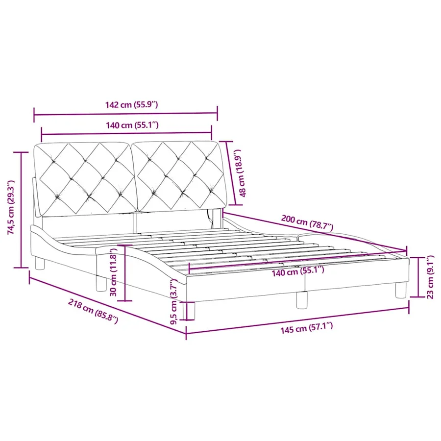 Cadre de lit avec LED sans matelas vert foncé 140x200 cm velours - 16