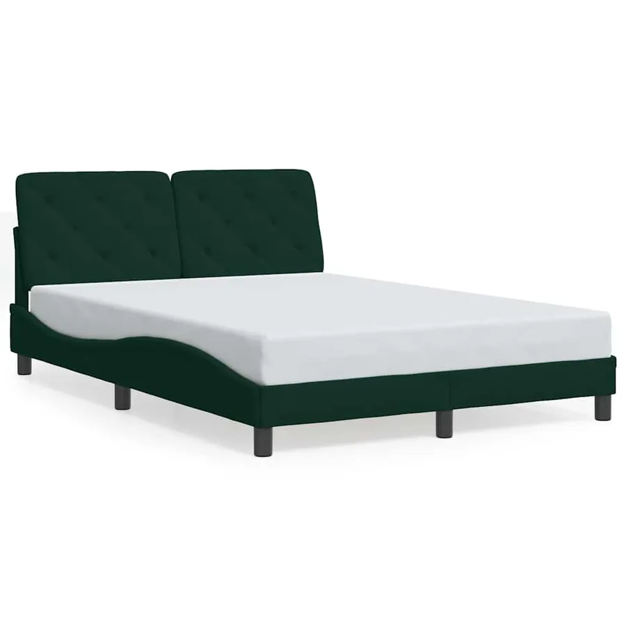 Cadre de lit avec LED sans matelas vert foncé 140x200 cm velours - 5