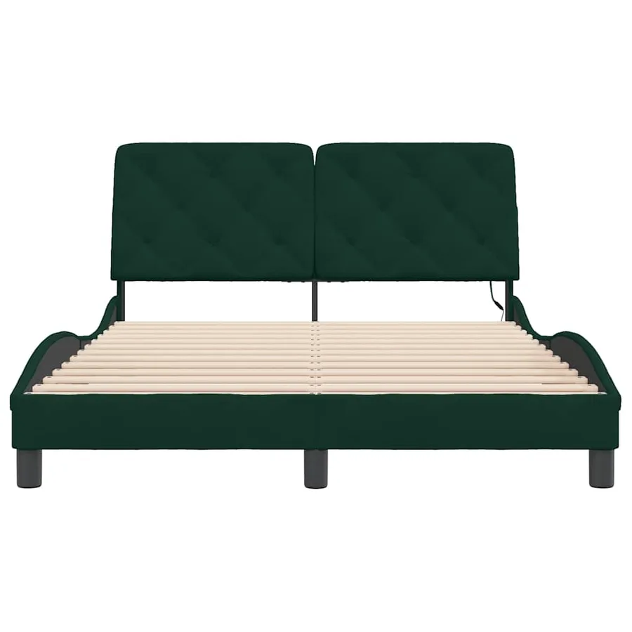 Cadre de lit avec LED sans matelas vert foncé 140x200 cm velours - 6