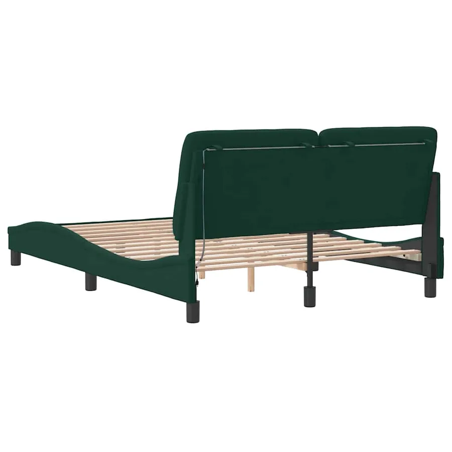 Cadre de lit avec LED sans matelas vert foncé 140x200 cm velours - 8