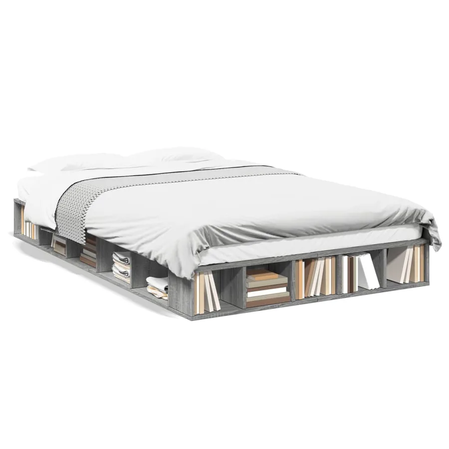 Cadre de lit sans matelas sonoma gris 140x190 cm - 2