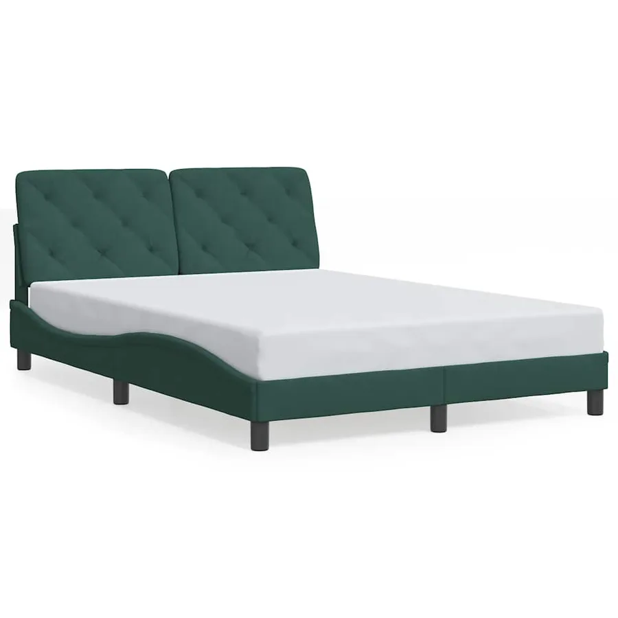 Cadre de lit sans matelas vert foncé 140x200 cm velours - 2