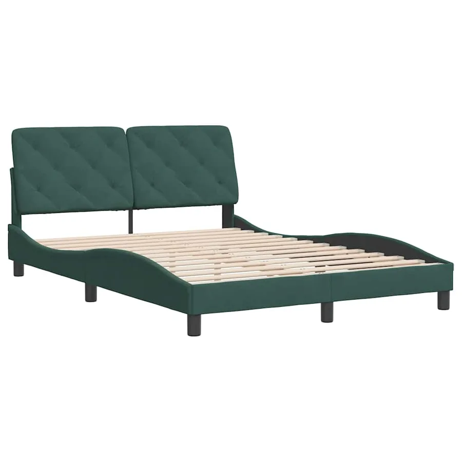 Cadre de lit sans matelas vert foncé 140x200 cm velours - 3
