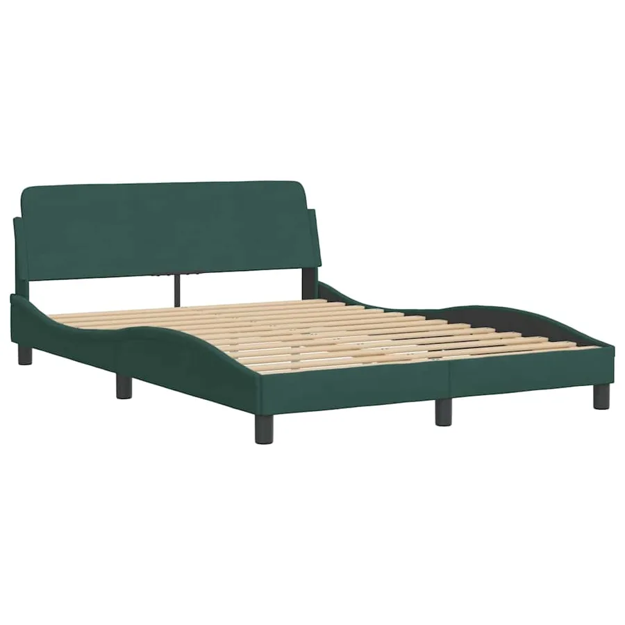 Cadre de lit sans matelas vert foncé 140x200 cm velours - 4