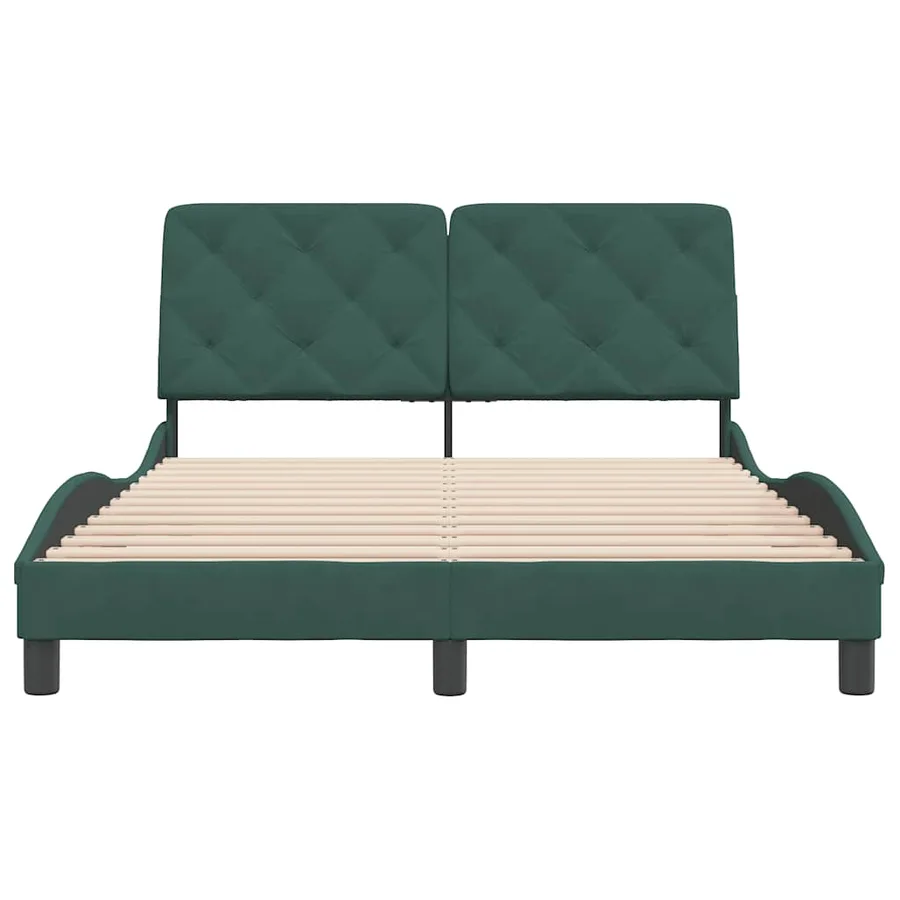 Cadre de lit sans matelas vert foncé 140x200 cm velours - 5