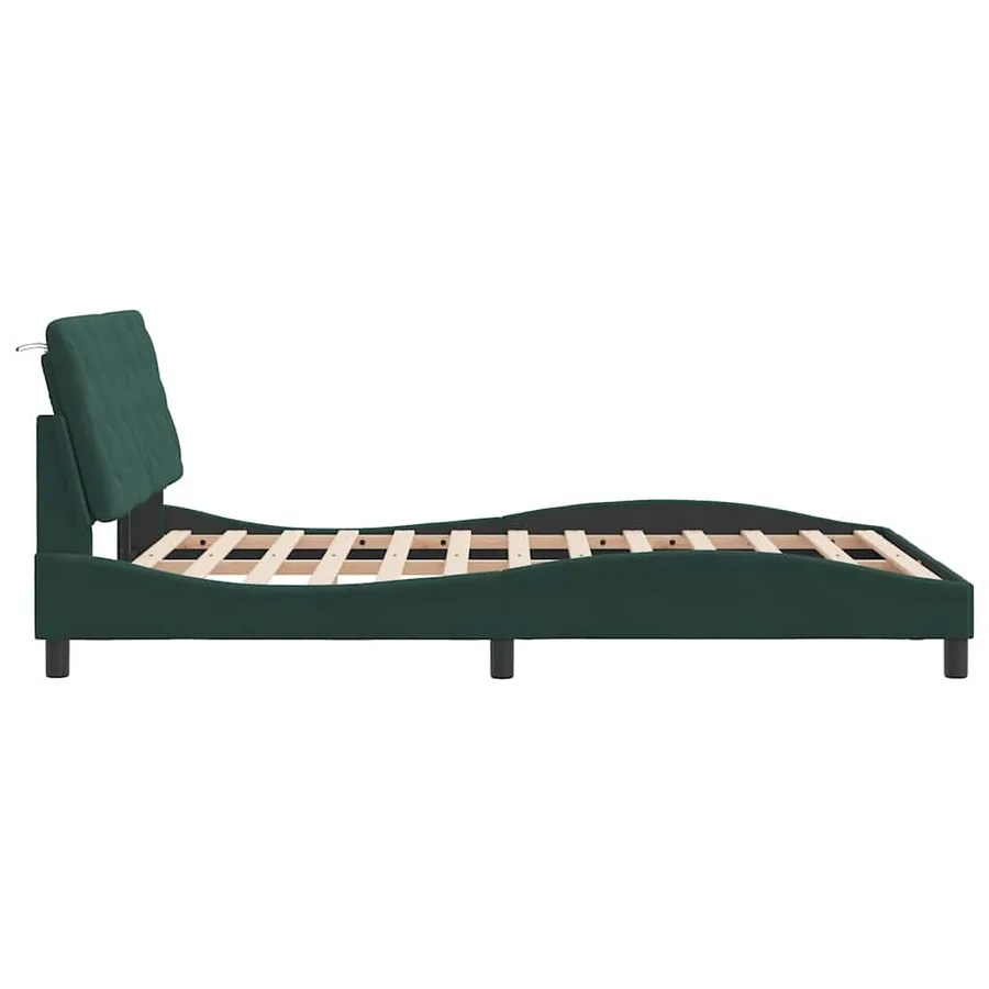 Cadre de lit sans matelas vert foncé 140x200 cm velours - 6