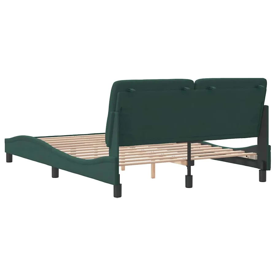 Cadre de lit sans matelas vert foncé 140x200 cm velours - 7