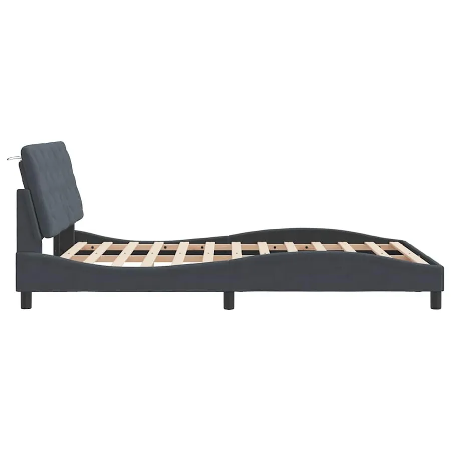 Cadre de lit sans matelas gris foncé 140x190 cm velours - 6