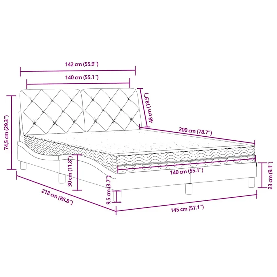 Lit avec matelas vert foncé 140x200 cm velours - 11