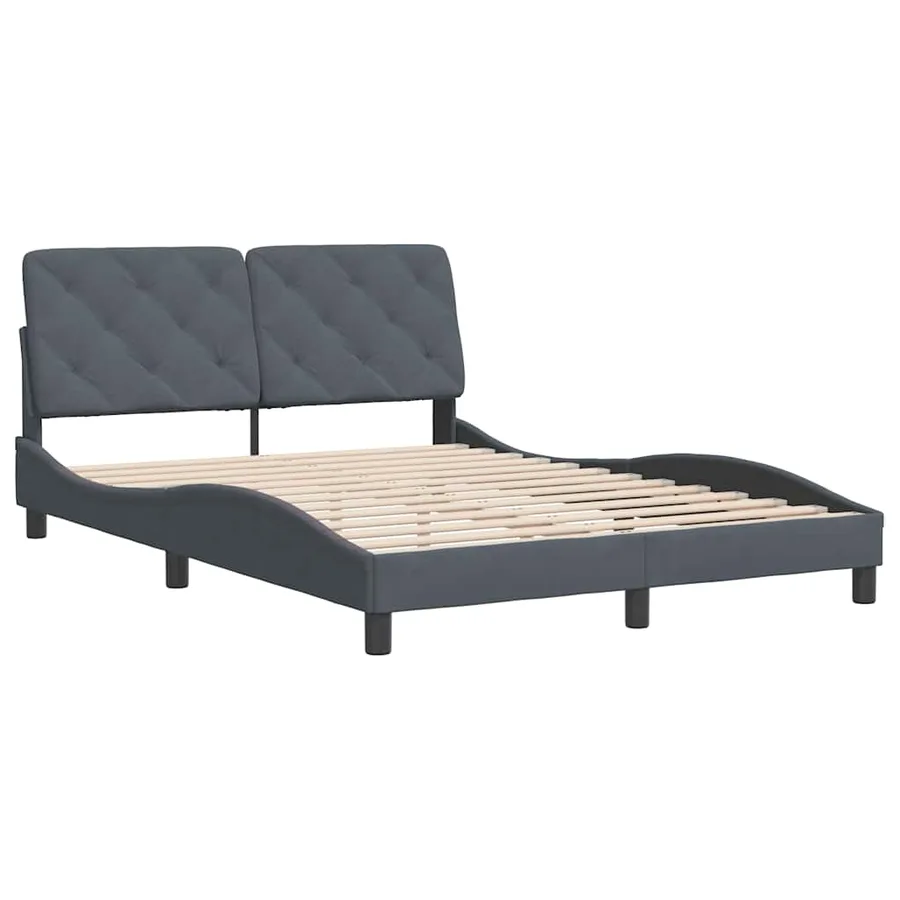 Cadre de lit sans matelas gris foncé 140x200 cm velours - 3