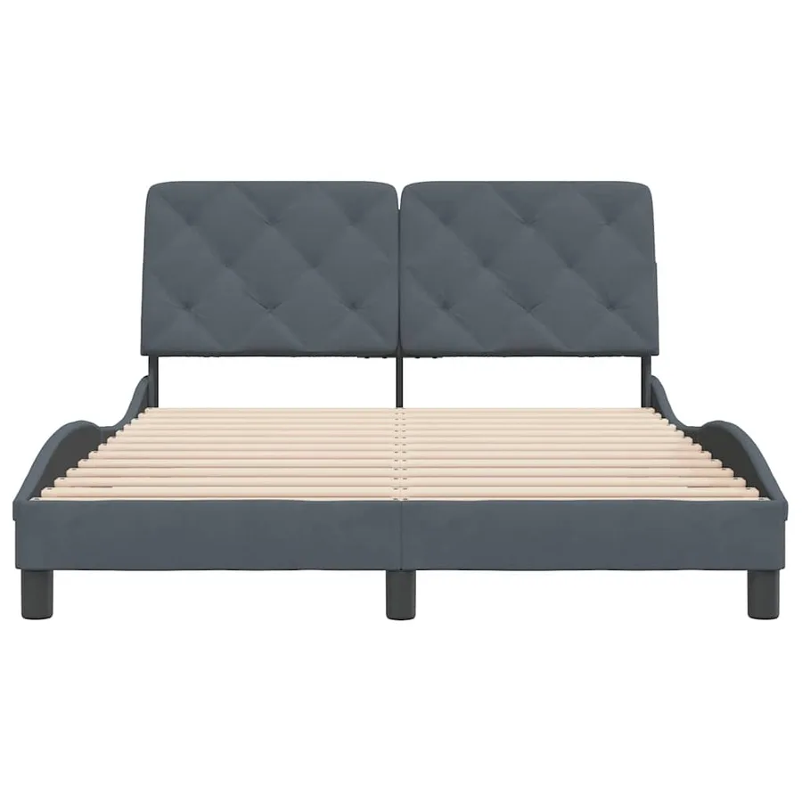 Cadre de lit sans matelas gris foncé 140x200 cm velours - 5