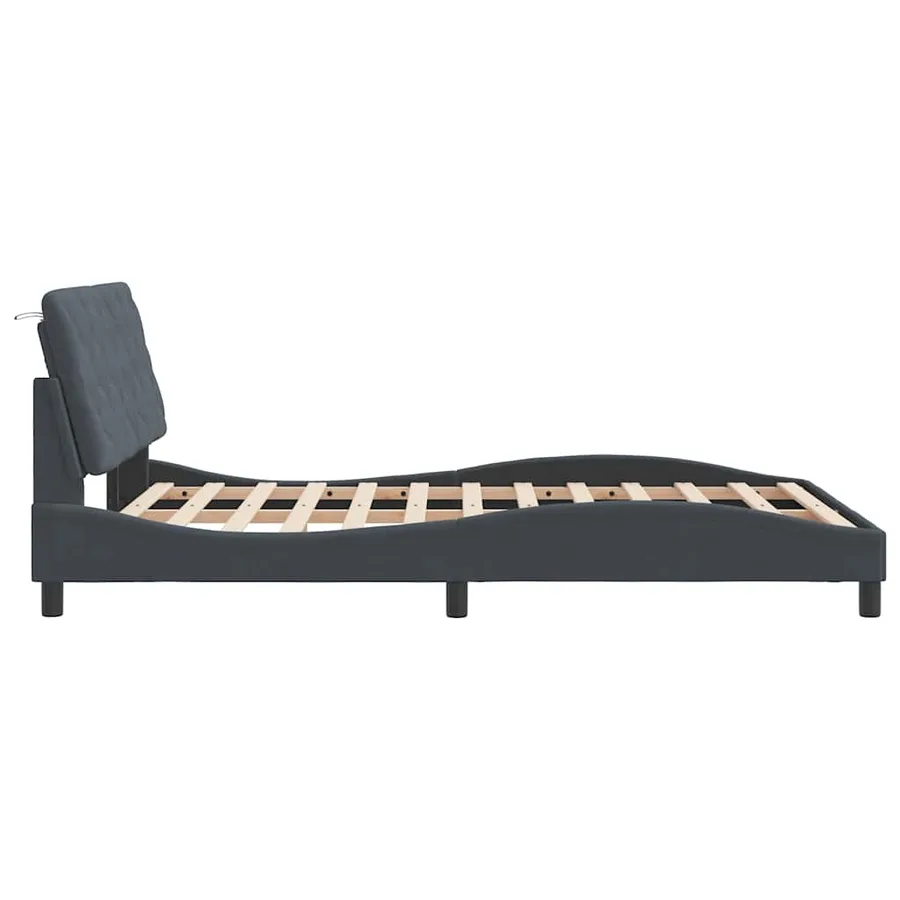 Cadre de lit sans matelas gris foncé 140x200 cm velours - 6