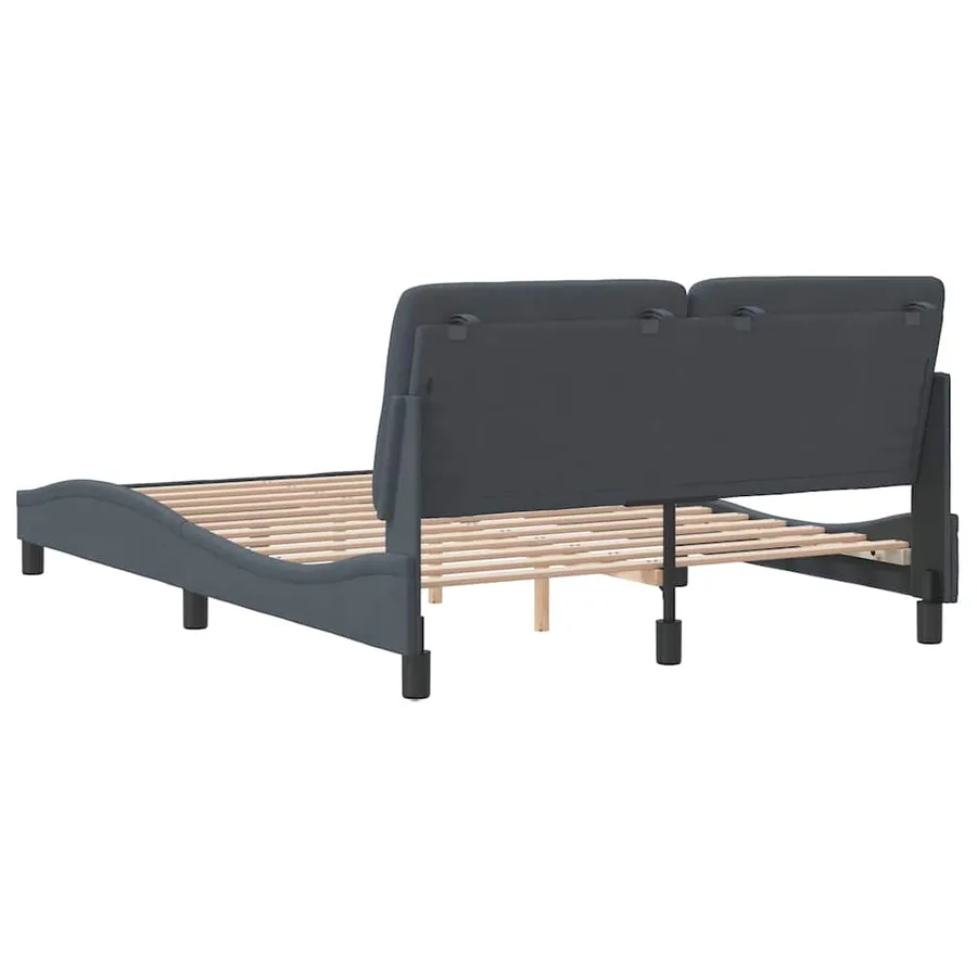 Cadre de lit sans matelas gris foncé 140x200 cm velours - 7