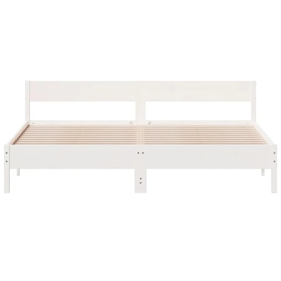 Cadre de lit et tête de lit blanc 180x200 cm bois de pin massif - 4