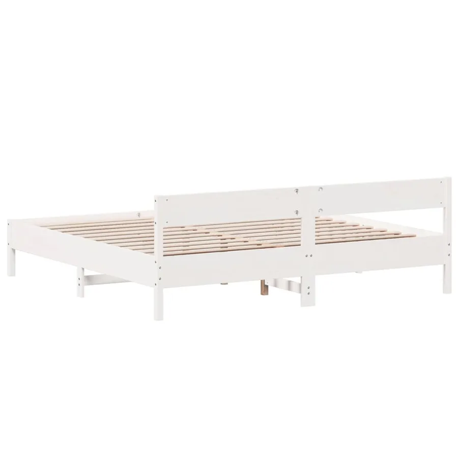 Cadre de lit et tête de lit blanc 180x200 cm bois de pin massif - 6