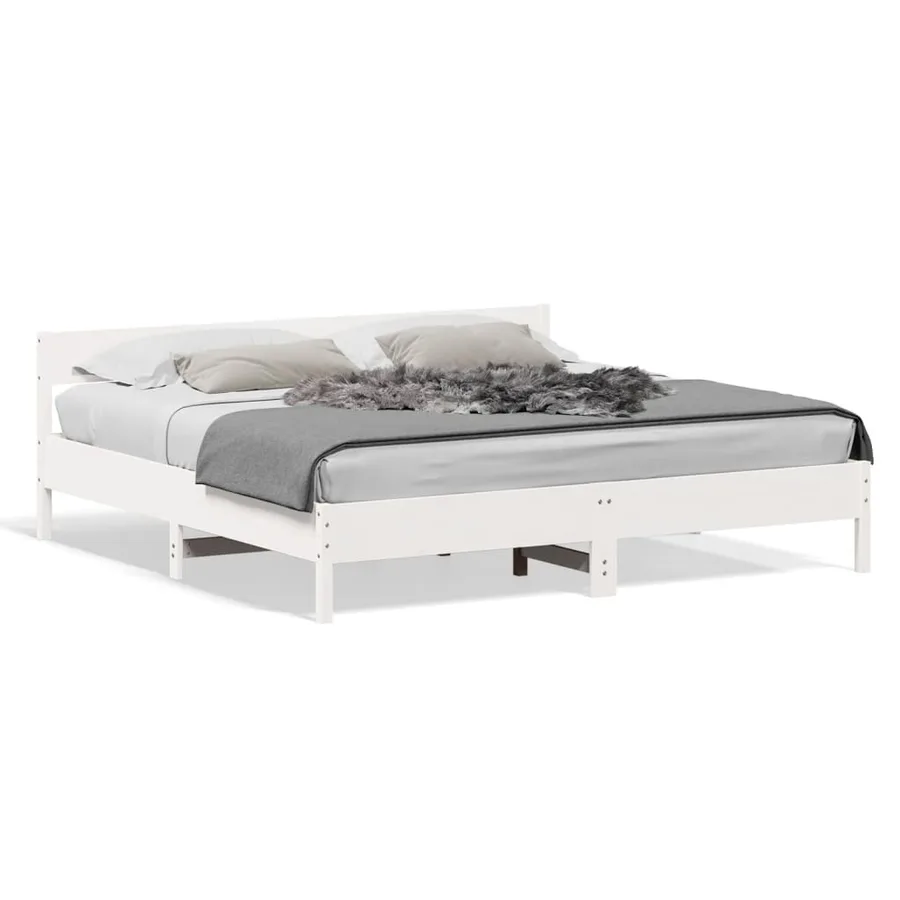 Cadre de lit sans matelas blanc 180x200 cm bois massif de pin - 2
