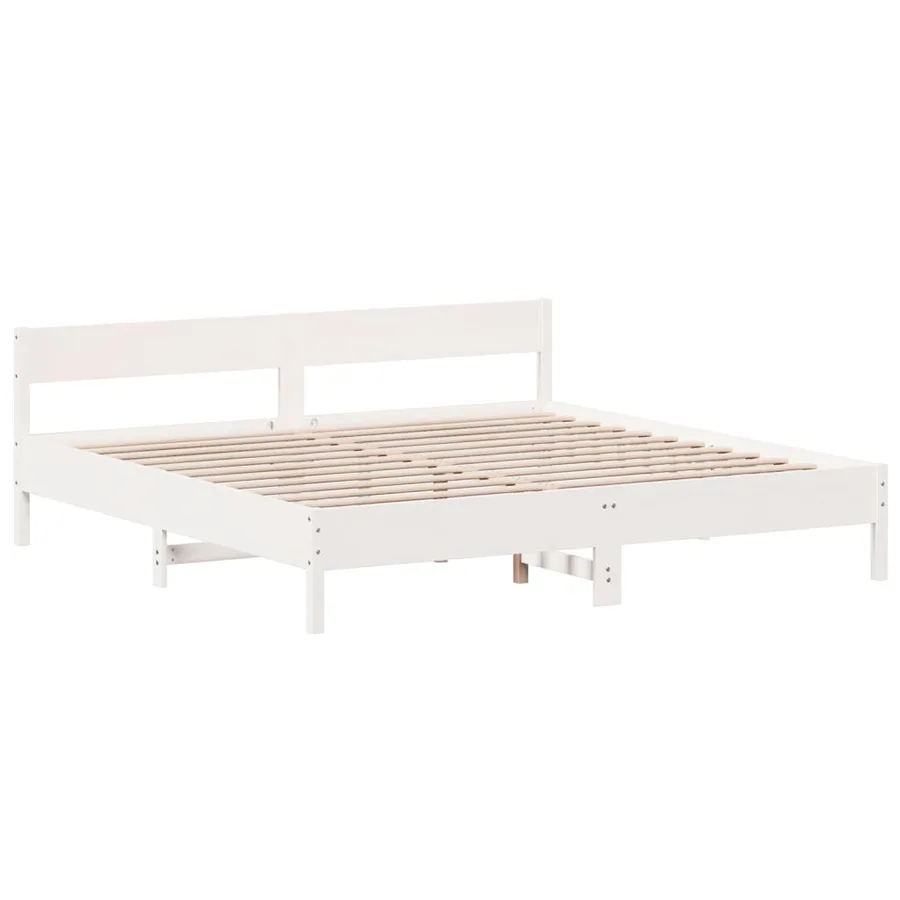 Cadre de lit sans matelas blanc 180x200 cm bois massif de pin - 3