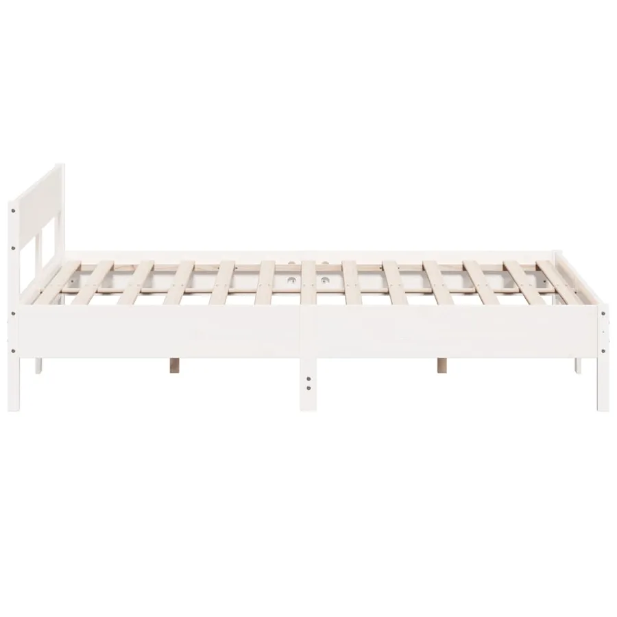 Cadre de lit sans matelas blanc 180x200 cm bois massif de pin - 5