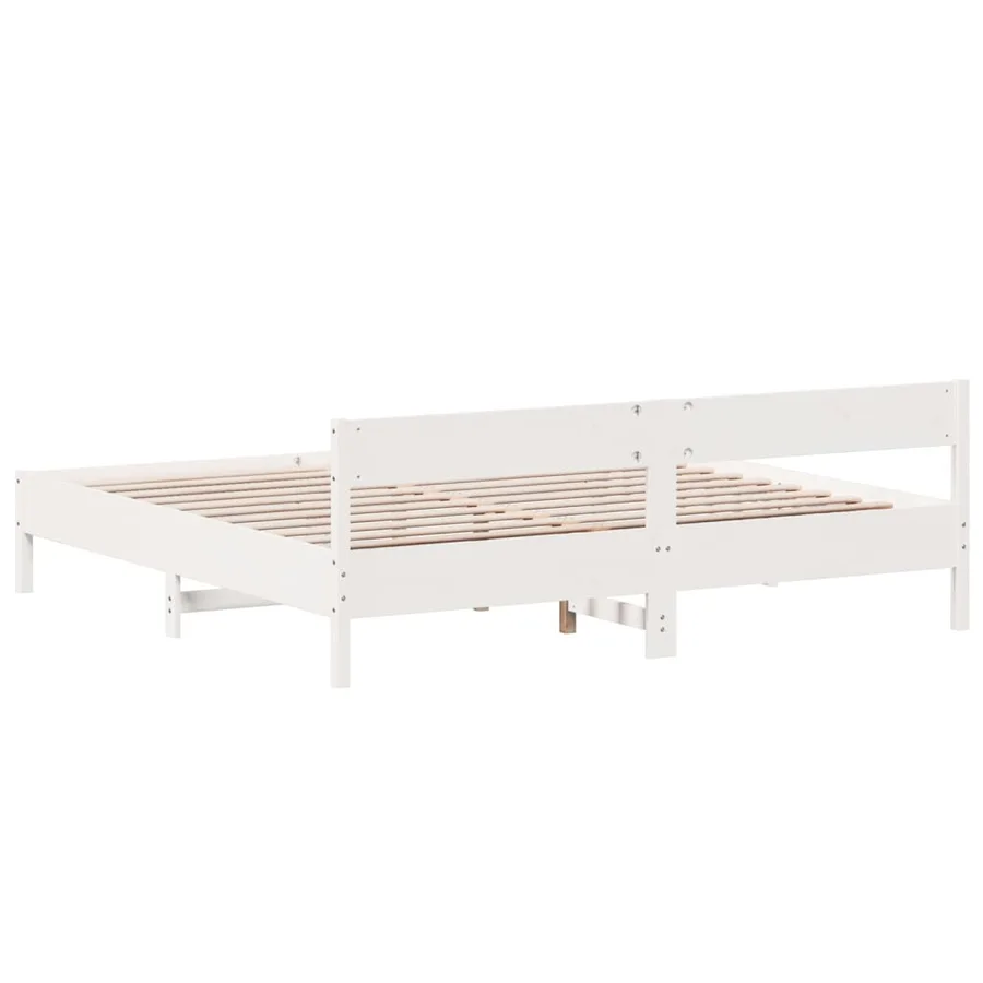 Cadre de lit sans matelas blanc 180x200 cm bois massif de pin - 6