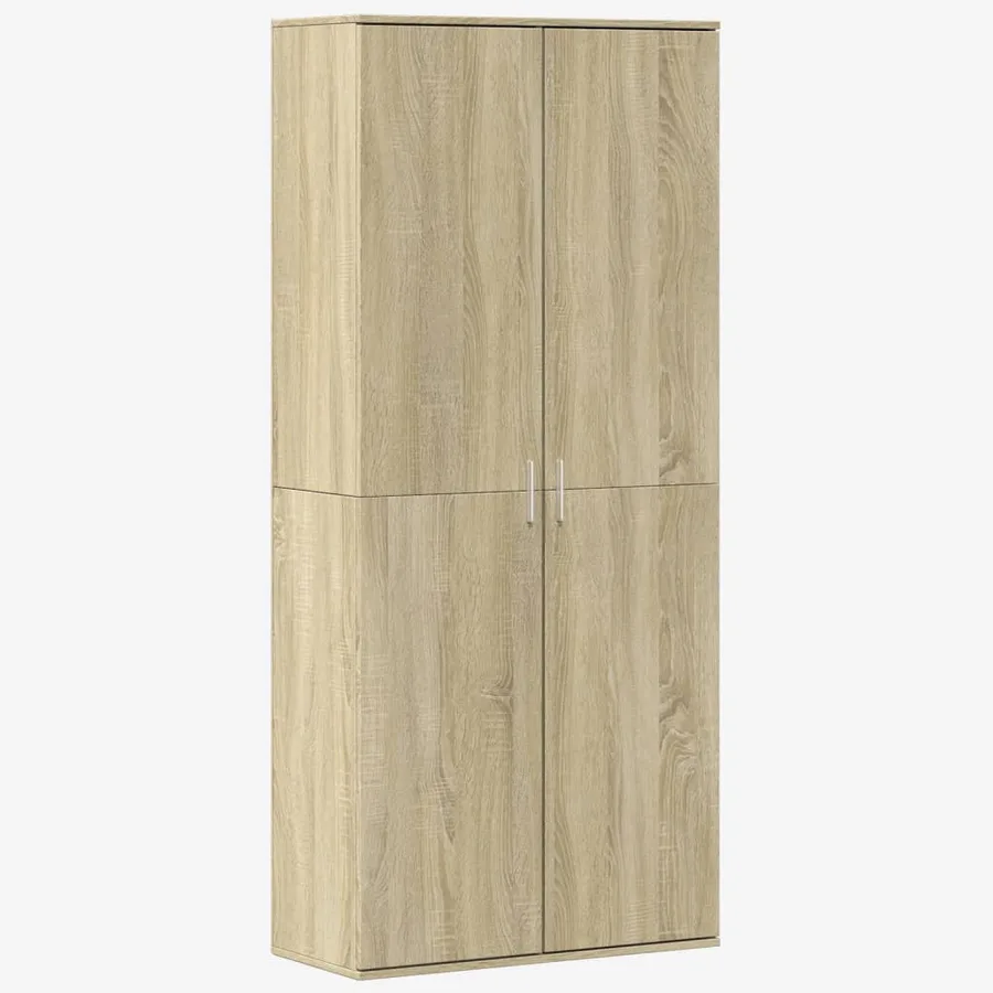 Buffet haut chêne sonoma 80x35x180 cm bois d'ingénierie - 2