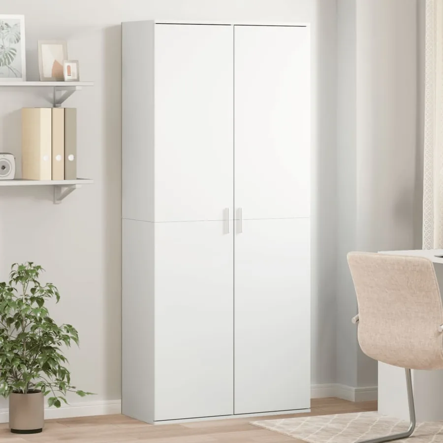 Buffet haut blanc 80x35x180 cm bois d'ingénierie