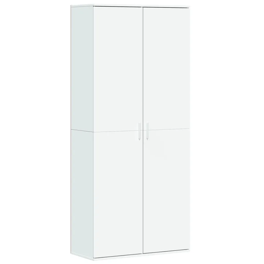 Buffet haut blanc 80x35x180 cm bois d'ingénierie - 2