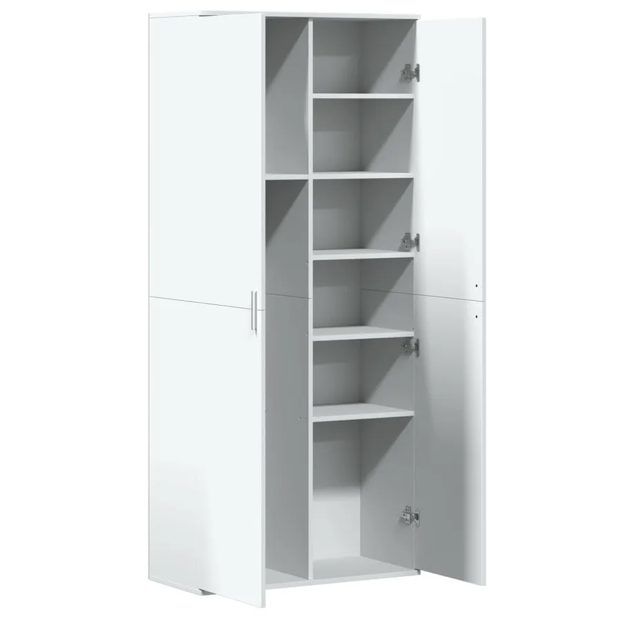 Buffet haut blanc 80x35x180 cm bois d'ingénierie - 6
